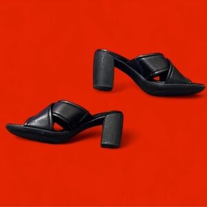 Naturalizer Women's Black Crisscross Mules Heels